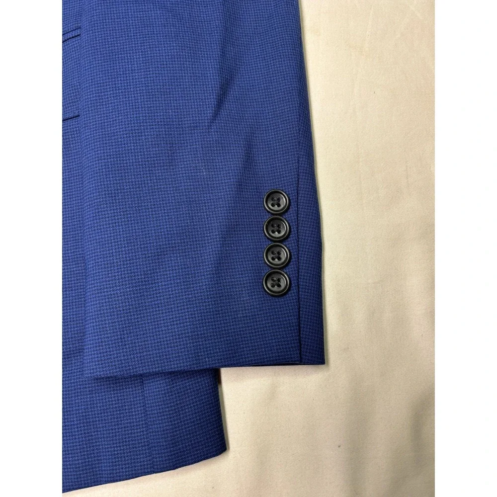 Bonobos Mens Jetsetter Slim Fit 2-pc Suit Blue Micro Houndstooth Wool 36R 32x31